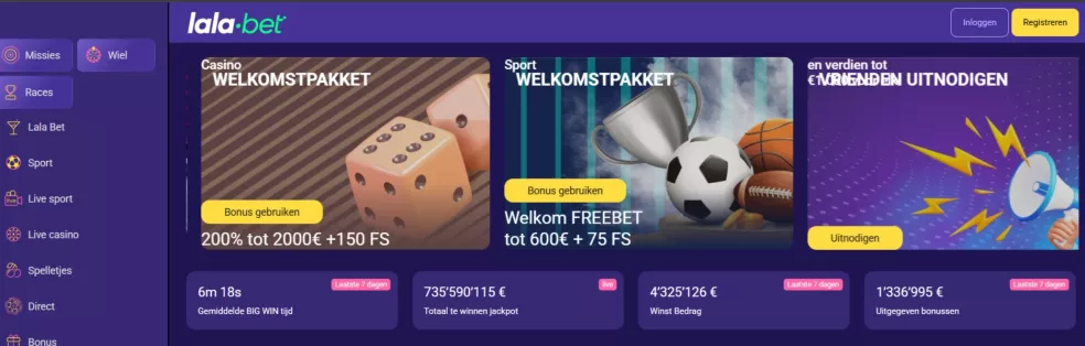 Lalabet Casino — Tot €1.000 + 150 Gratis Spins welkomstbonus voor Nederlandse spelers